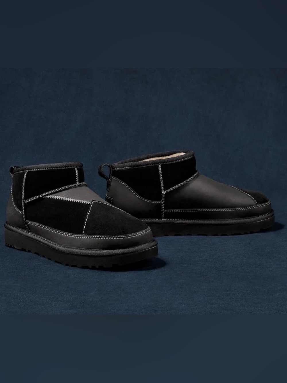 UGG Women's Classic Ultra Mini Reimagined Black Multi Patchwork. W 8. VGUC